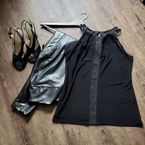 WHBM Ball Chain Mesh Date Top